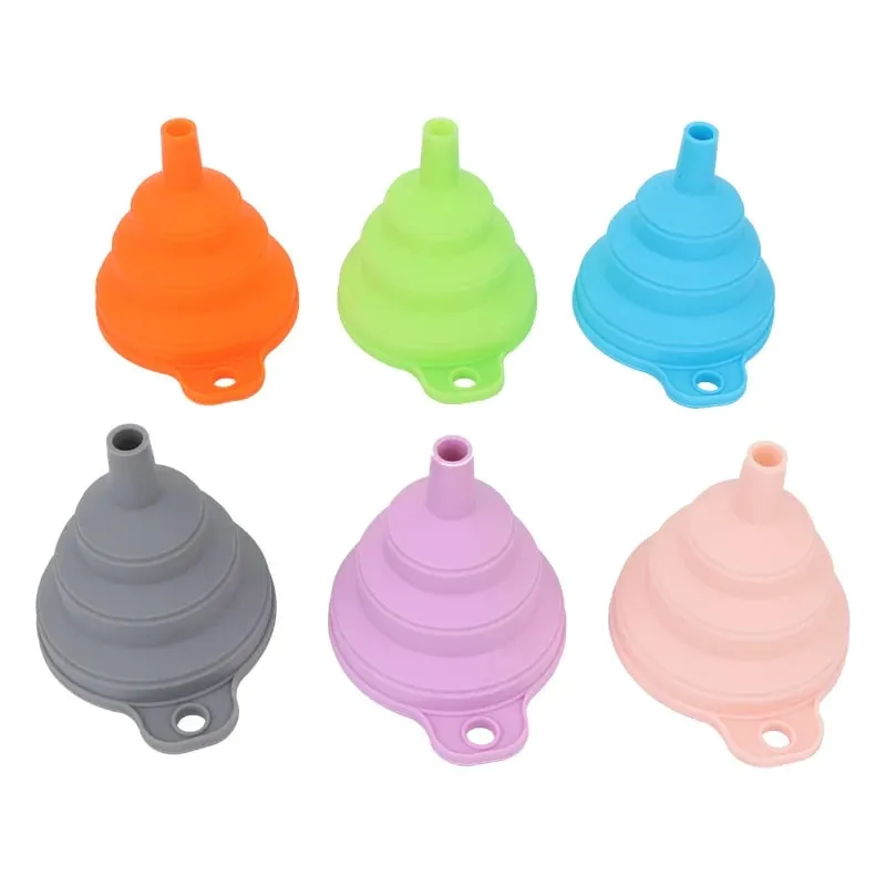 3 pc silicone dobrável funil cozinha do agregado familiar cozinhar ferramentas portátil vinho mini portátil pote de óleo funil