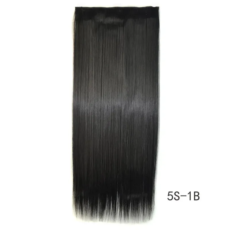 Synthetic Natural Synthetic Hair Extensions 5 Clip In Artificial Fake Ombre Blonde Brown Black Pink Straight False Hair Piece