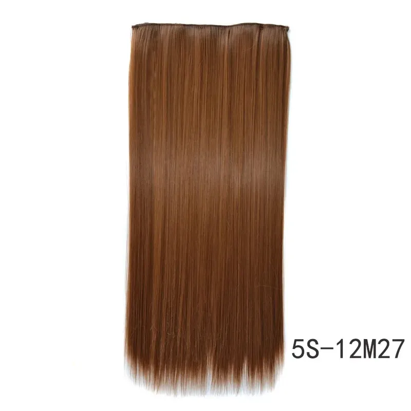 Synthetic Natural Synthetic Hair Extensions 5 Clip In Artificial Fake Ombre Blonde Brown Black Pink Straight False Hair Piece