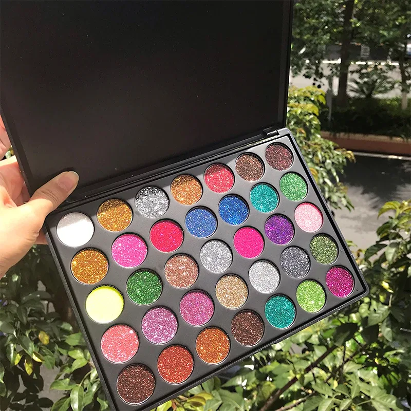 Paleta de sombras com glitter, pigmento brilhante, lantejoulas, iluminador, maquiagem colorida brilhante