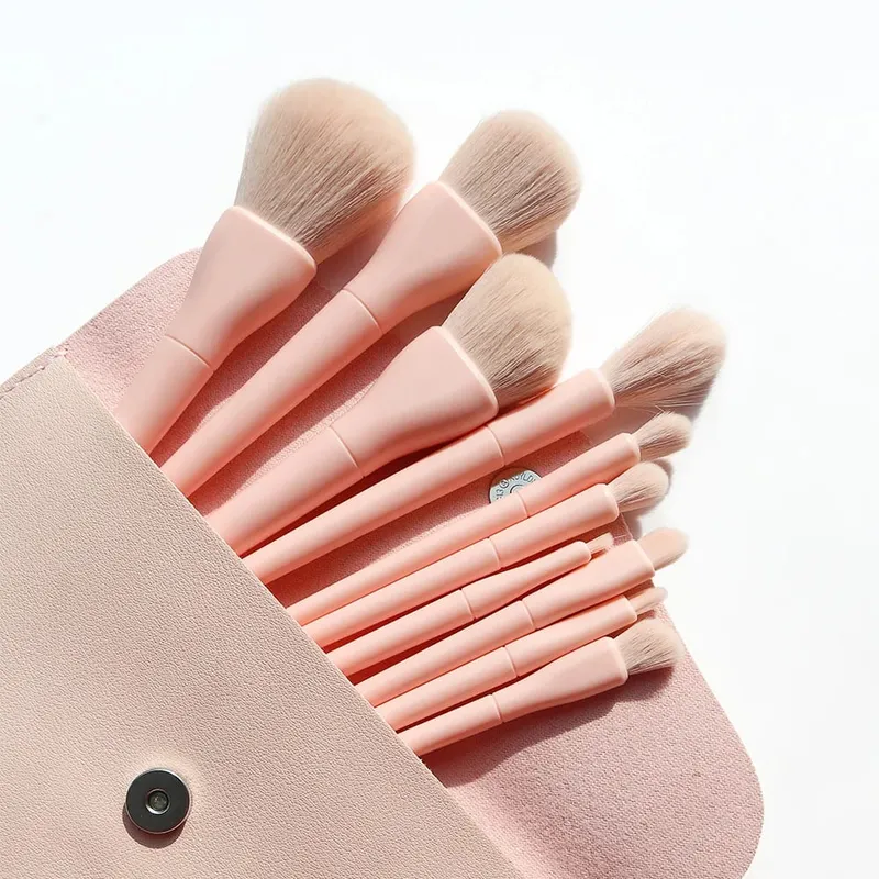 Conjunto de pincéis de maquiagem, 10 peças, laranja/rosa/azul/verde, sombra, delineador, pincel de maquiagem, cabelo natural, base, pó, blush