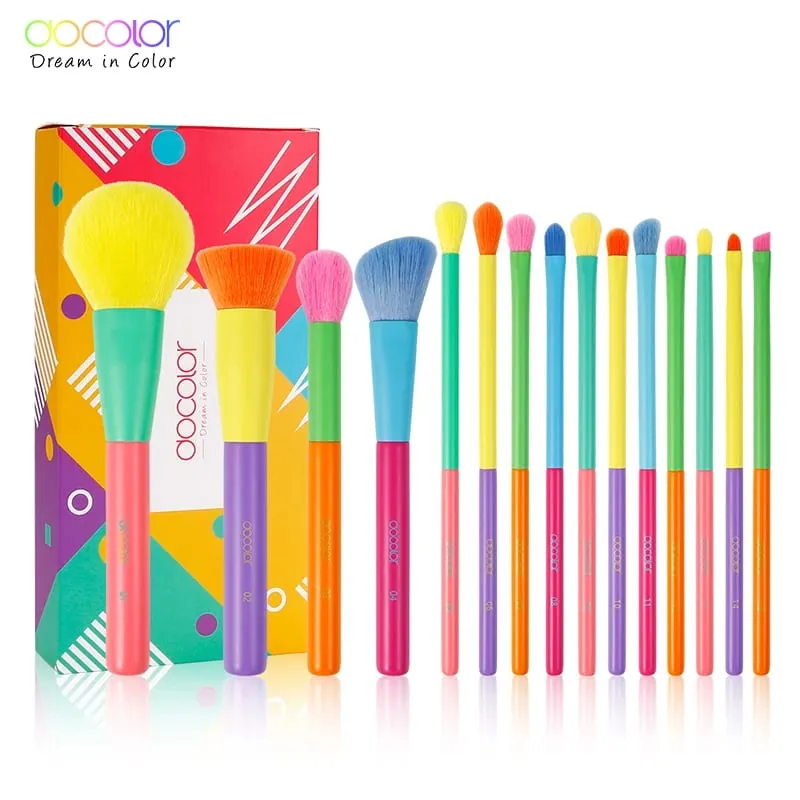Docolor 15 pçs pincéis de maquiagem conjunto kabuki fundação pó blush sombra rosto mistura corretivo pincéis de maquiagem ferramenta de beleza