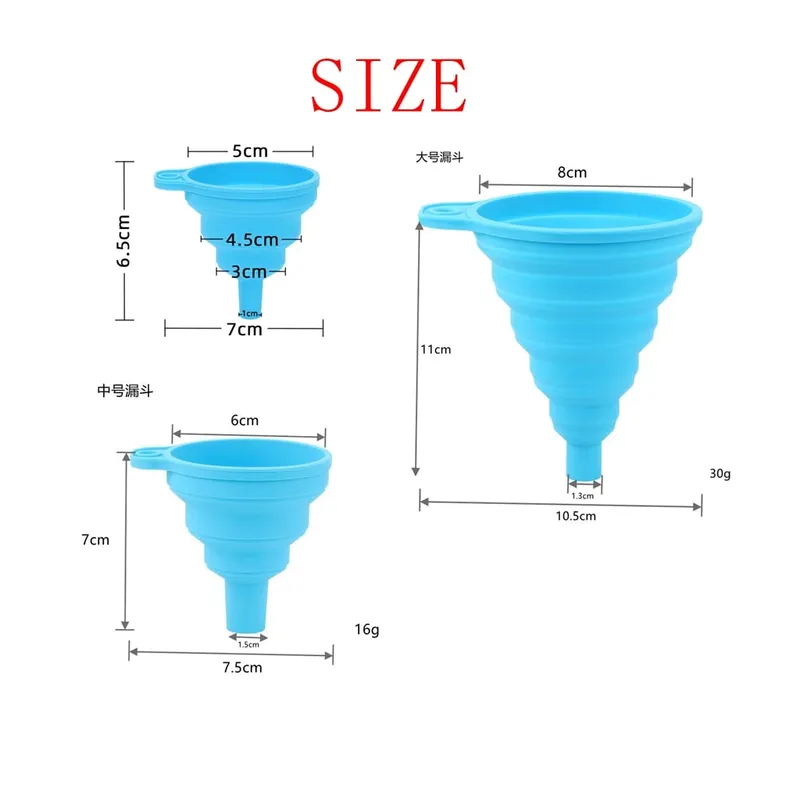 3 pc silicone dobrável funil cozinha do agregado familiar cozinhar ferramentas portátil vinho mini portátil pote de óleo funil