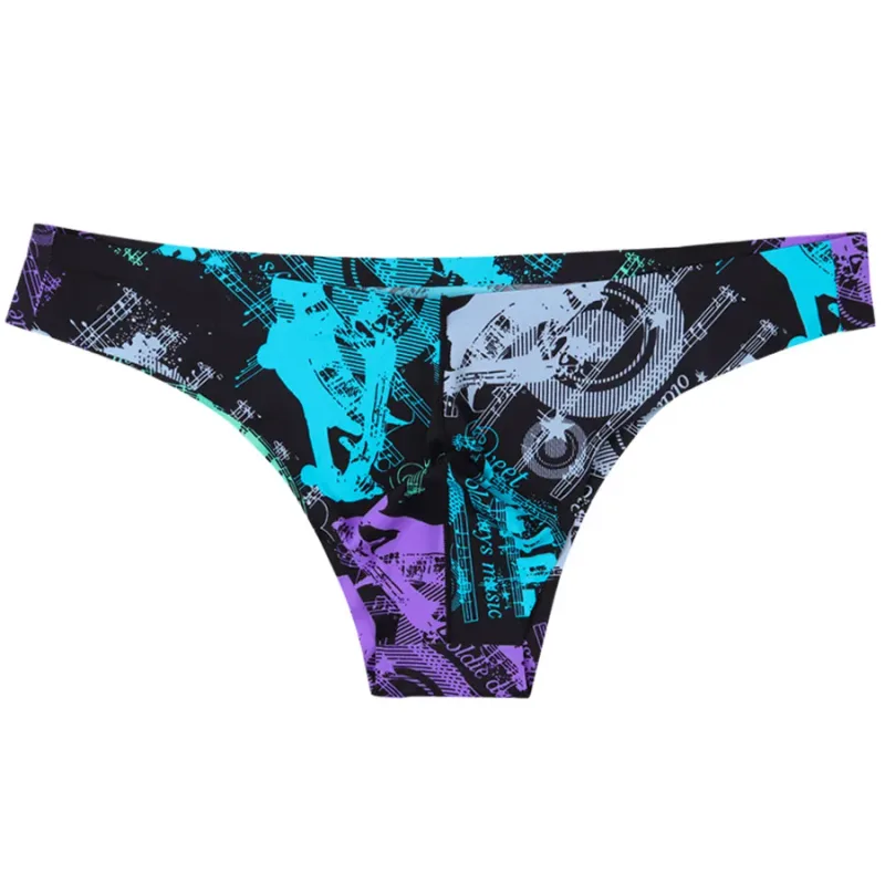 Homens sexy estilo suave macio impresso roupa interior masculina fina cuecas homem cintura baixa biquíni de seda gelo cuecas sem costura 817