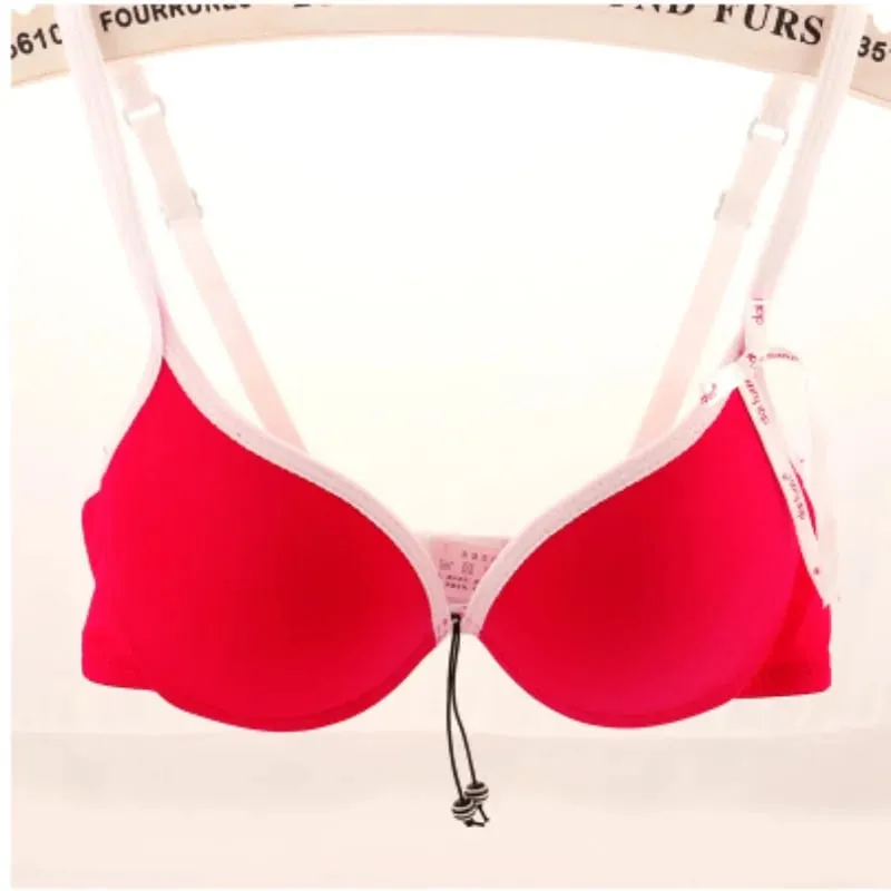 Front Closure Push Up Bra Panty Set Women Solid Color Red Rose Red Yellow Lingerie Suit Valentine Wedding Daily Female Underwear