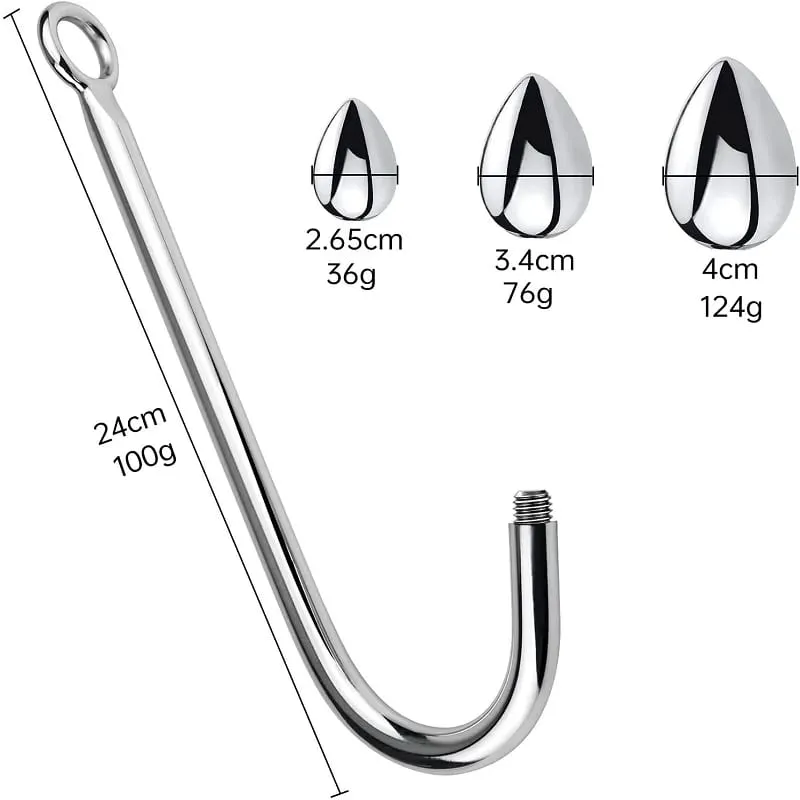 Pequeno médio grande 3 bolas conjunto de metal anal gancho contas cabeça butt plug dilatador massageador de próstata inserção bdsm brinquedo sexual para o sexo masculino