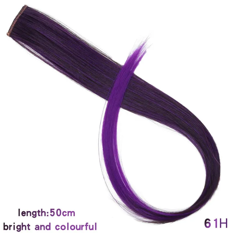 Lupu Synthetic Long Straight Rainbow Highlight Colored Hair Extensions Clip In Fake Hair Pieces For Women Heat Resistant