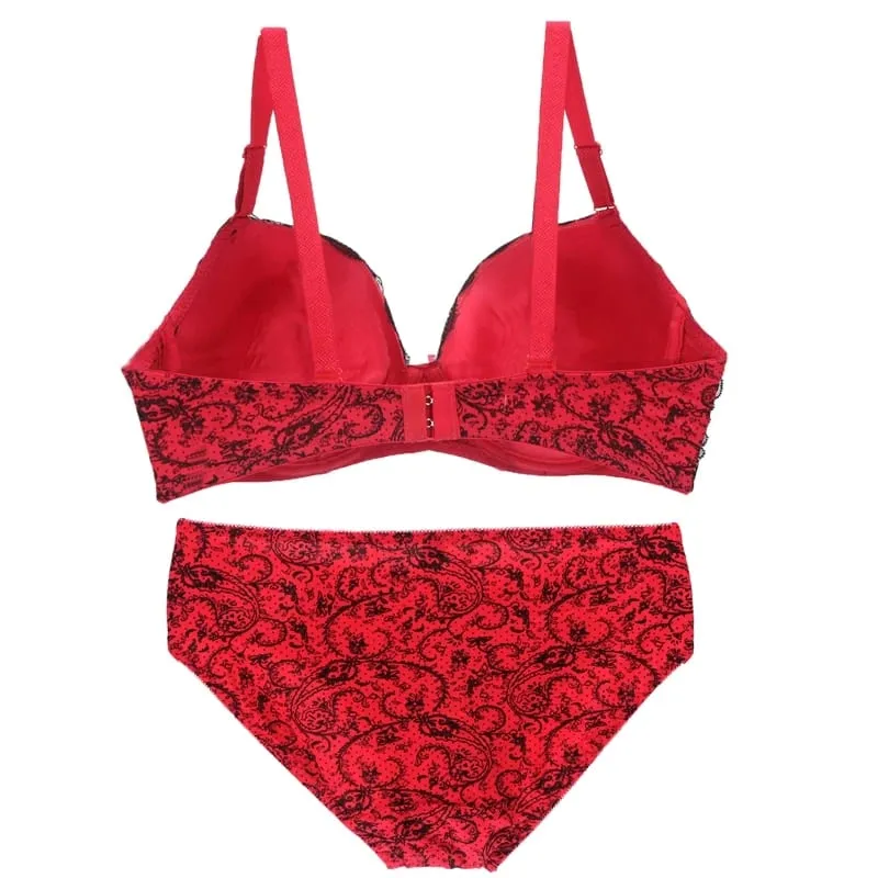 New Sexy Lace Shoulder Strap Bras Set Ladies Push Up Large Size Lingerie Plus Underwire BCDE Cup Underwear