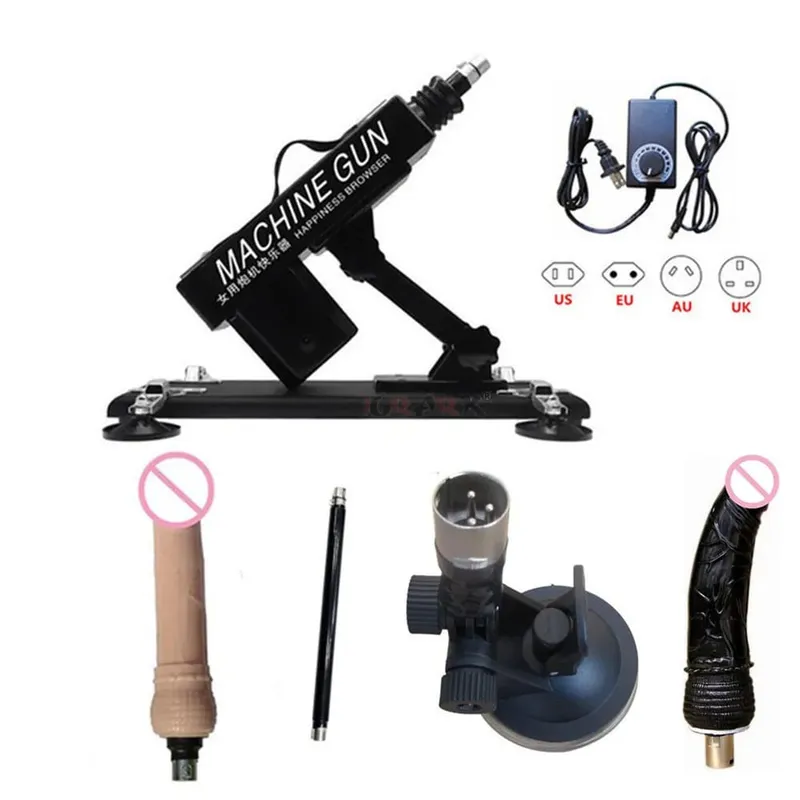 Máquina sexual vibartor automática, motor forte, com acessórios de vibrador, arma ajustável, máquina de amor, brinquedos sexuais para homens, mulheres, jogo adulto