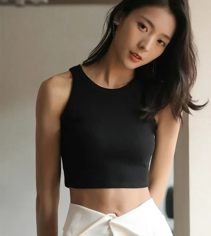 Camiseta básica sólida feminina, slim, gola halter, ombro de fora, camiseta, verão, regata feminina, sem mangas, dropshipping