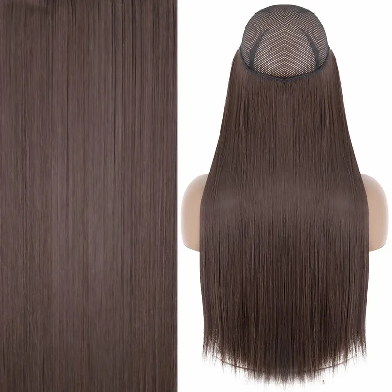 Synthetic No Clip Invisible Wire Hair Extensions Straight Black Blonde One Piece False Hairpiece Hair Extension — image 13