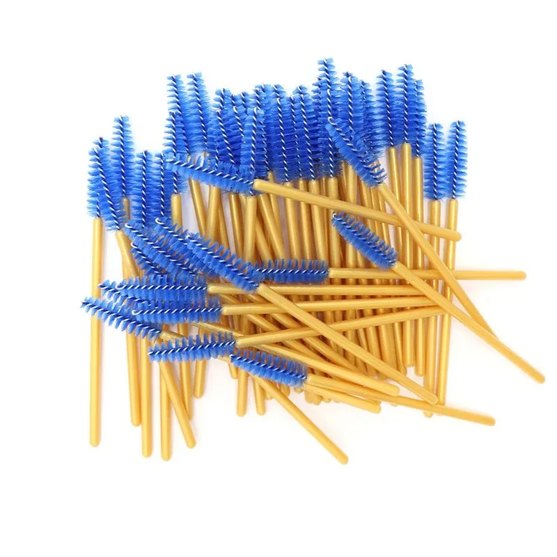 New Arrived 200pcs Golden Handle Yellow Brushes Nylon Disposable Mascara Wands Lashes Makeup Brushes Eyelash Extension — image 5
