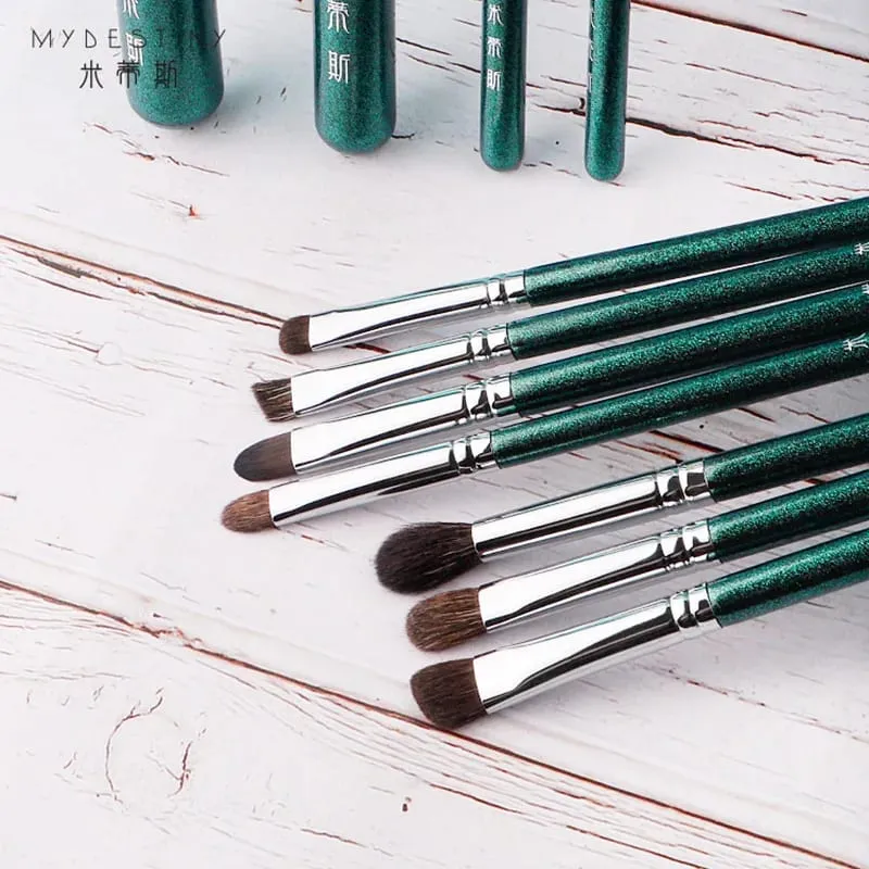 11pcs/set Pro Goat hair Makeup brushes Set Powder Blusher Concealer Eye shadow Blending Contour eyebrow smudge Make up brushes