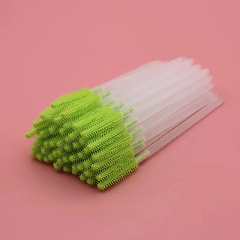Pincéis descartáveis ​​de silicone para cílios, 50 peças, haste transparente, rímel, escova para cílios, extensão de cílios, ferramentas de maquiagem, imperdível