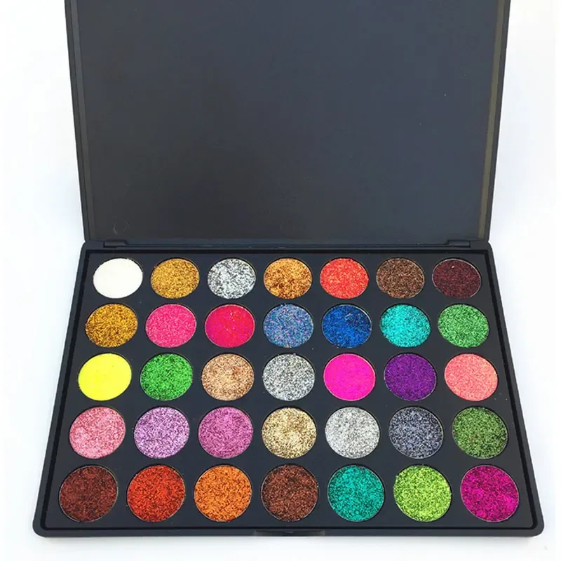 Paleta de sombras com glitter, pigmento brilhante, lantejoulas, iluminador, maquiagem colorida brilhante