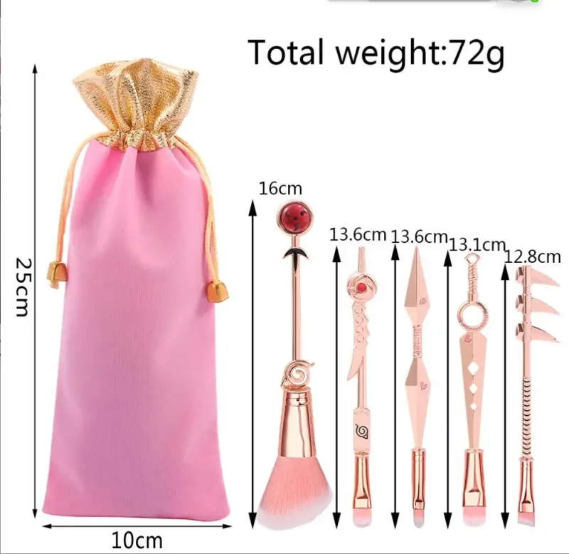 Conjunto de pincéis de maquiagem anime japonês 5 tamanhos, pincéis de base, sombra, corretivo, blush, kit de ferramentas de maquiagem t2081