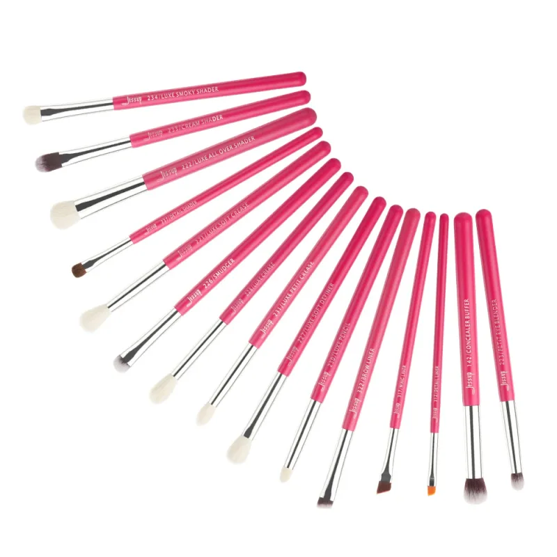 Jessup pincéis de maquiagem conjunto 15 pçs olho compõem escova sombra sobrancelha forro mistura corretivo kits de ferramentas cosméticos escova de cabelo de cabra