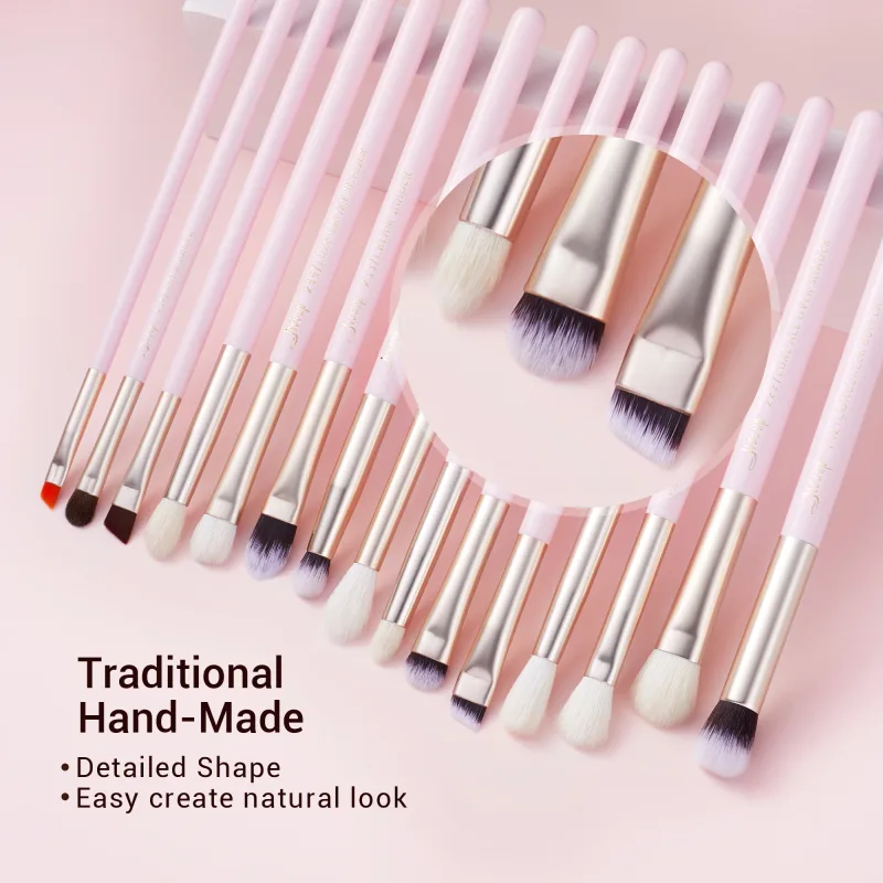 Jessup pincéis de maquiagem conjunto 15 pçs olho compõem escova sombra sobrancelha forro mistura corretivo kits de ferramentas cosméticos escova de cabelo de cabra
