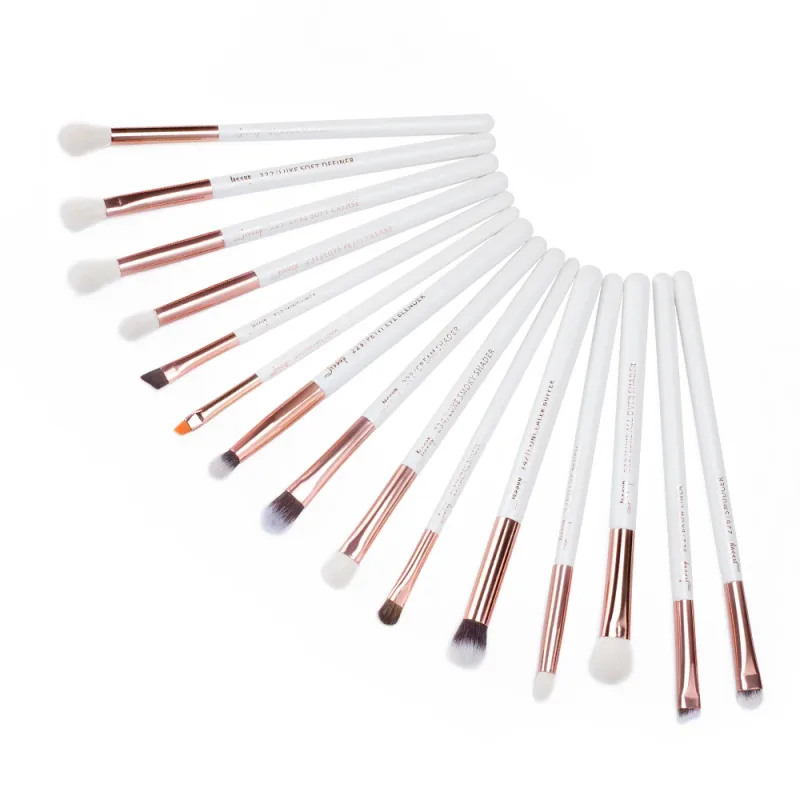Jessup pincéis de maquiagem conjunto 15 pçs olho compõem escova sombra sobrancelha forro mistura corretivo kits de ferramentas cosméticos escova de cabelo de cabra