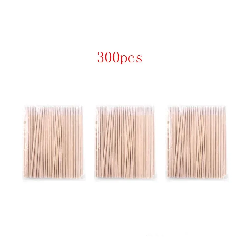 100/300/500pcs Wood Cotton Swab Cosmetics Permanent Makeup Ear Clean Sticks Buds Micro Brushes Eyelash Glue Removing Tool