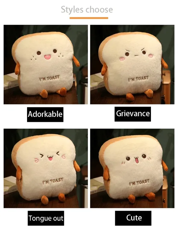 Plush Bread Pillow Cute Simulation Food Toast Soft Doll Warm Hand Pillow Cushion Home Decoration Kids Toys Birthday Gift