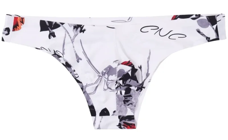 Homens sexy estilo suave macio impresso roupa interior masculina fina cuecas homem cintura baixa biquíni de seda gelo cuecas sem costura 817