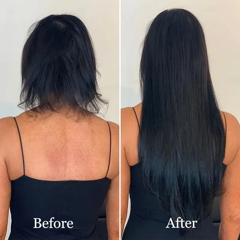 Sintético sem clipe de onda extensões de cabelo escondido segredo falso peça de cabelo uma peça linha de peixe falso pedaço de cabelo — image 9