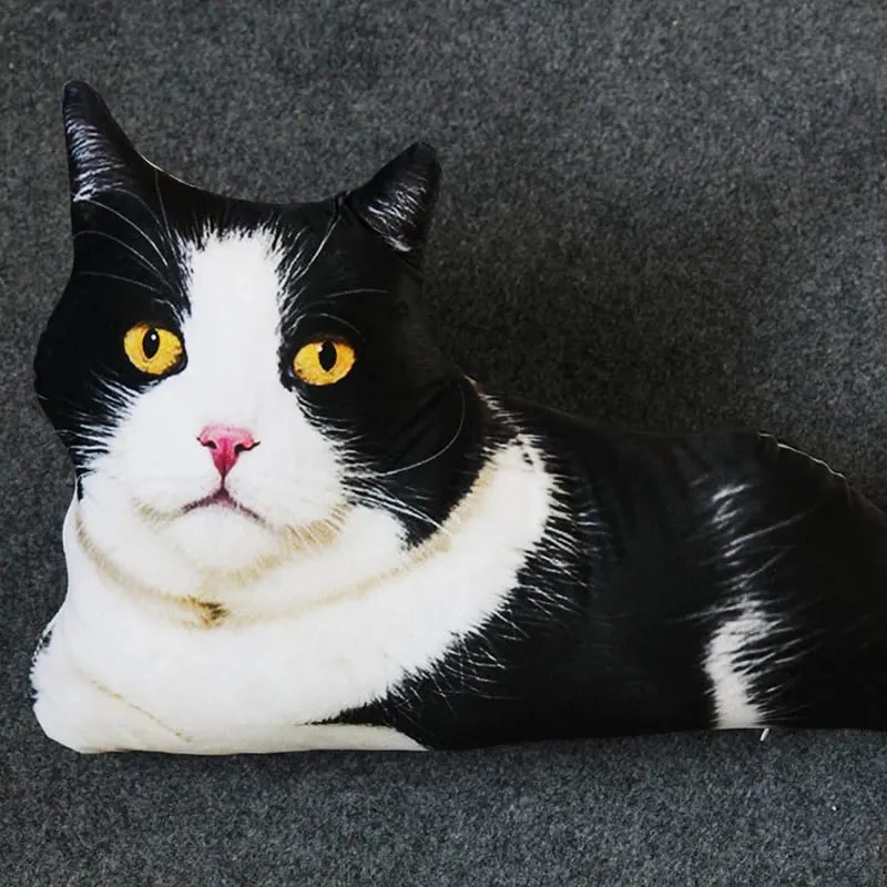 50cm Lifelike Plush Cat Pillow Stuffed 3D Print Animal Cat Throw Pillow Home Decoration Gift for Car People