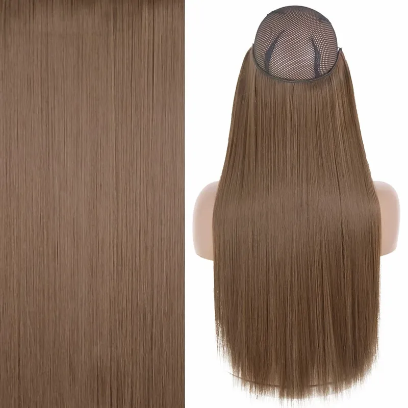 Synthetic No Clip Invisible Wire Hair Extensions Straight Black Blonde One Piece False Hairpiece Hair Extension — image 19