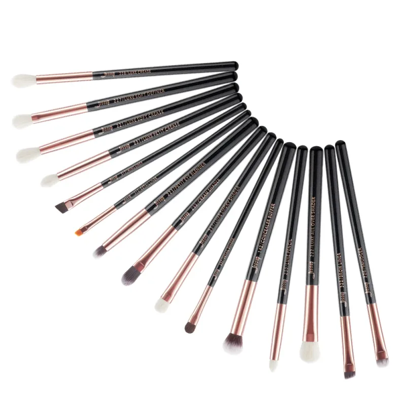 Jessup pincéis de maquiagem conjunto 15 pçs olho compõem escova sombra sobrancelha forro mistura corretivo kits de ferramentas cosméticos escova de cabelo de cabra