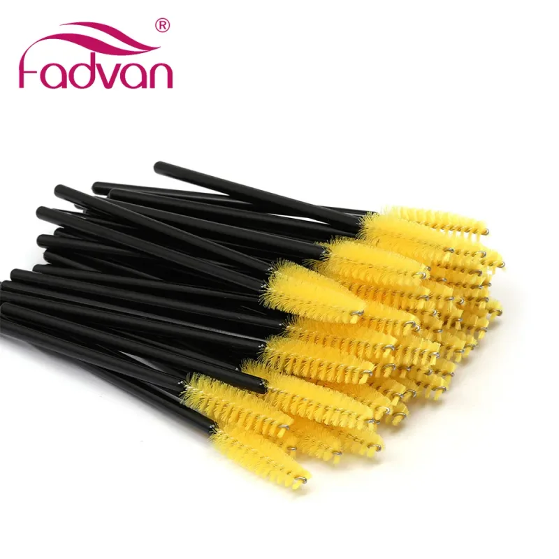 Fadvan 50 件/包化妝刷塑膠微型棒假睫毛刷工具黑色/粉紅色/彩色睫毛延長用品