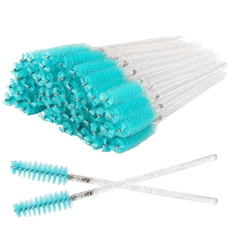 50 Pcs Cosmetic Eyelash Brush Eye Lash Makeup Brushes Disposable White Crystal Mascara Wands Brush Eyelash Extension Tools