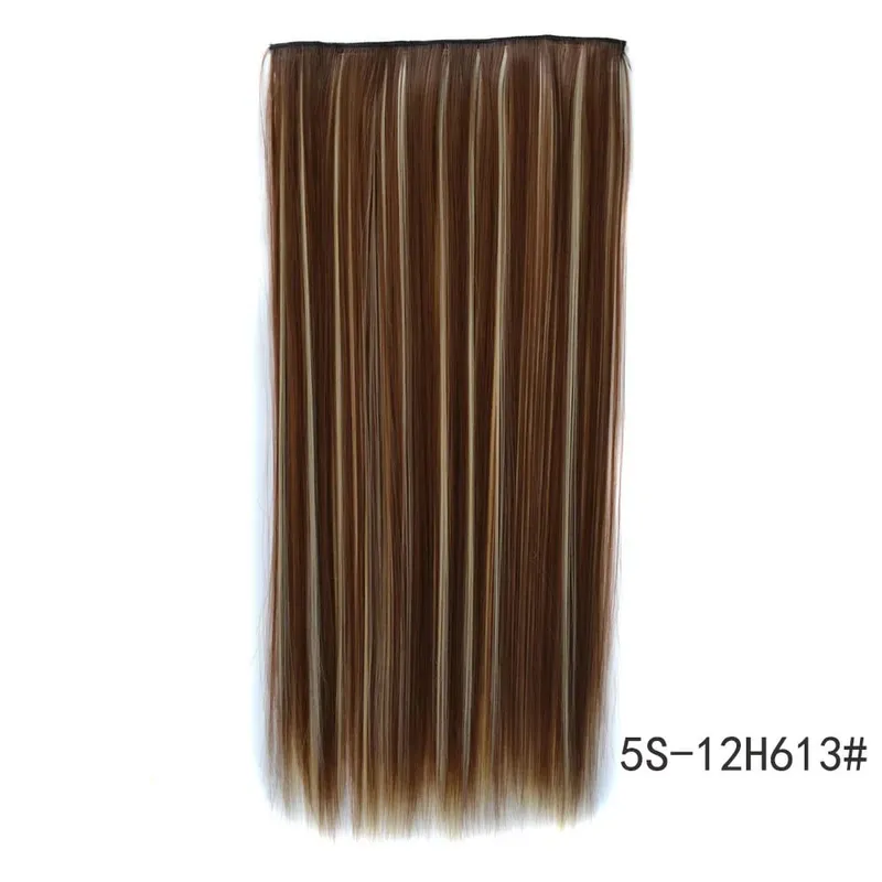 Synthetic Natural Synthetic Hair Extensions 5 Clip In Artificial Fake Ombre Blonde Brown Black Pink Straight False Hair Piece