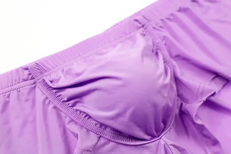 Cueca boxer masculina sexy, sólida, fina, seda gelo, respirável, cintura baixa, bolsa convexa em u, cueca masculina
