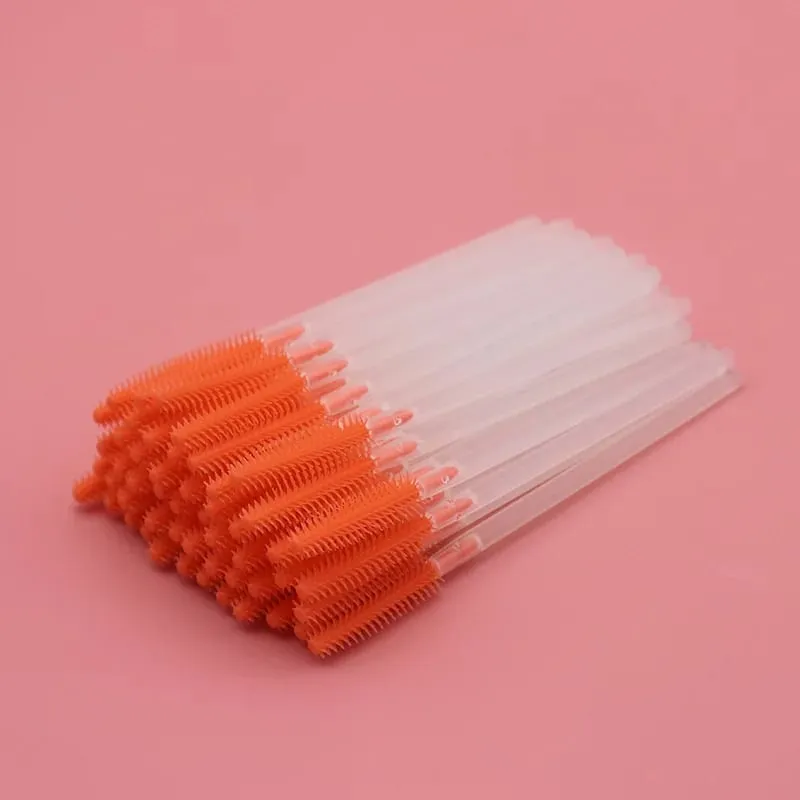 Pincéis descartáveis ​​de silicone para cílios, 50 peças, haste transparente, rímel, escova para cílios, extensão de cílios, ferramentas de maquiagem, imperdível