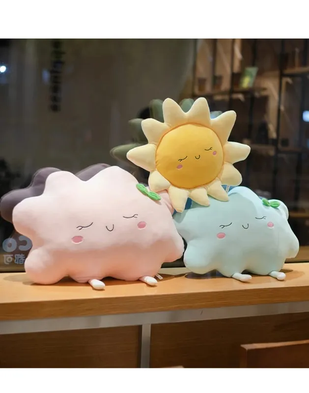 Bonito sol nuvem travesseiro de pelúcia recheado macio criativo pelúcia sol nuvem brinquedo carro travesseiro decoração para casa crianças brinquedos