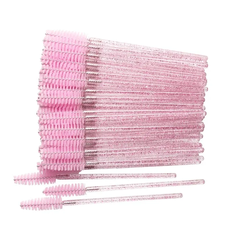 Escova descartável para cílios, 50 peças, aplicador de rímel, diamante, extensão de cílios, ferramentas de maquiagem feminina