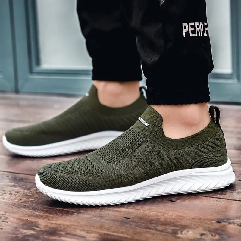 Homens vulcanizar sapatos de malha sapatos masculinos leves e confortáveis ​​tênis 2025 outono moda deslizamento em sapatos masculinos mocassins