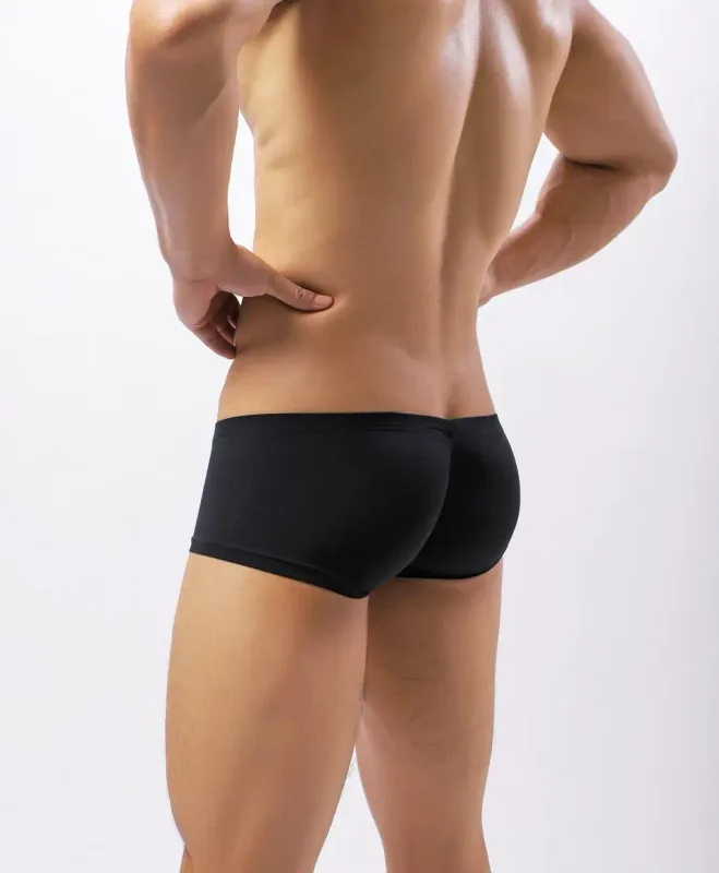 Cueca boxer masculina sexy, sólida, fina, seda gelo, respirável, cintura baixa, bolsa convexa em u, cueca masculina