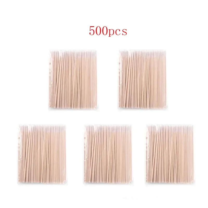 100/300/500pcs Wood Cotton Swab Cosmetics Permanent Makeup Ear Clean Sticks Buds Micro Brushes Eyelash Glue Removing Tool