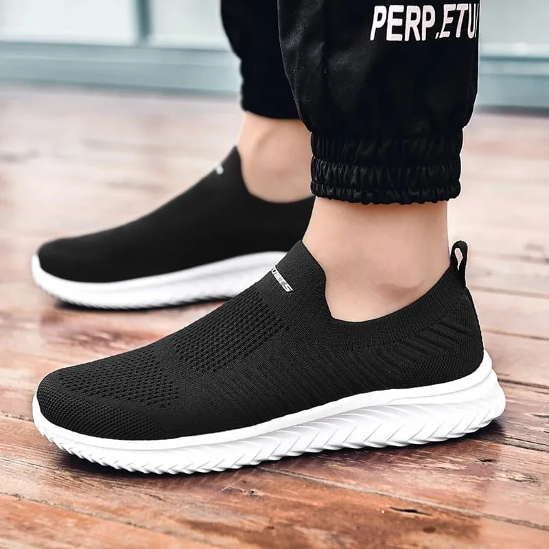 Homens vulcanizar sapatos de malha sapatos masculinos leves e confortáveis ​​tênis 2025 outono moda deslizamento em sapatos masculinos mocassins