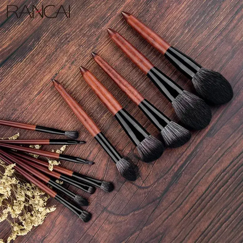 Conjunto de pincéis de maquiagem de alta qualidade, 12 peças, base, pó, blush, sombra, esponja, escova de lã macia, ferramentas cosméticas de cabelo — image 6