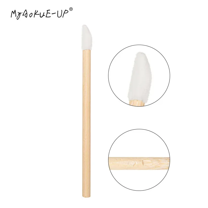 50 Pcs/Pack Disposable Bamboo Lip Brush Lashes Micro Brushes Applicator Tool for Eyelash Extension Women Makeup Tools