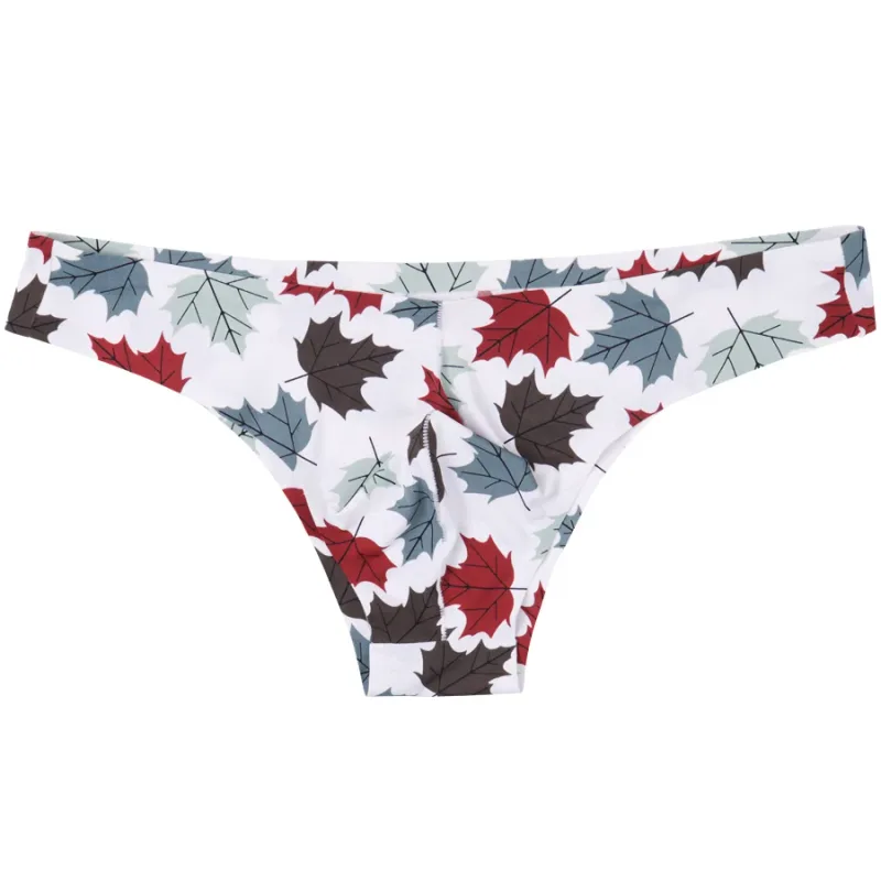 Homens sexy estilo suave macio impresso roupa interior masculina fina cuecas homem cintura baixa biquíni de seda gelo cuecas sem costura 817