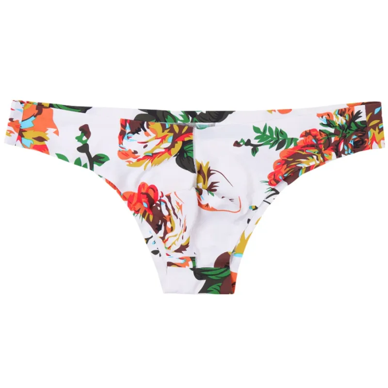 Homens sexy estilo suave macio impresso roupa interior masculina fina cuecas homem cintura baixa biquíni de seda gelo cuecas sem costura 817