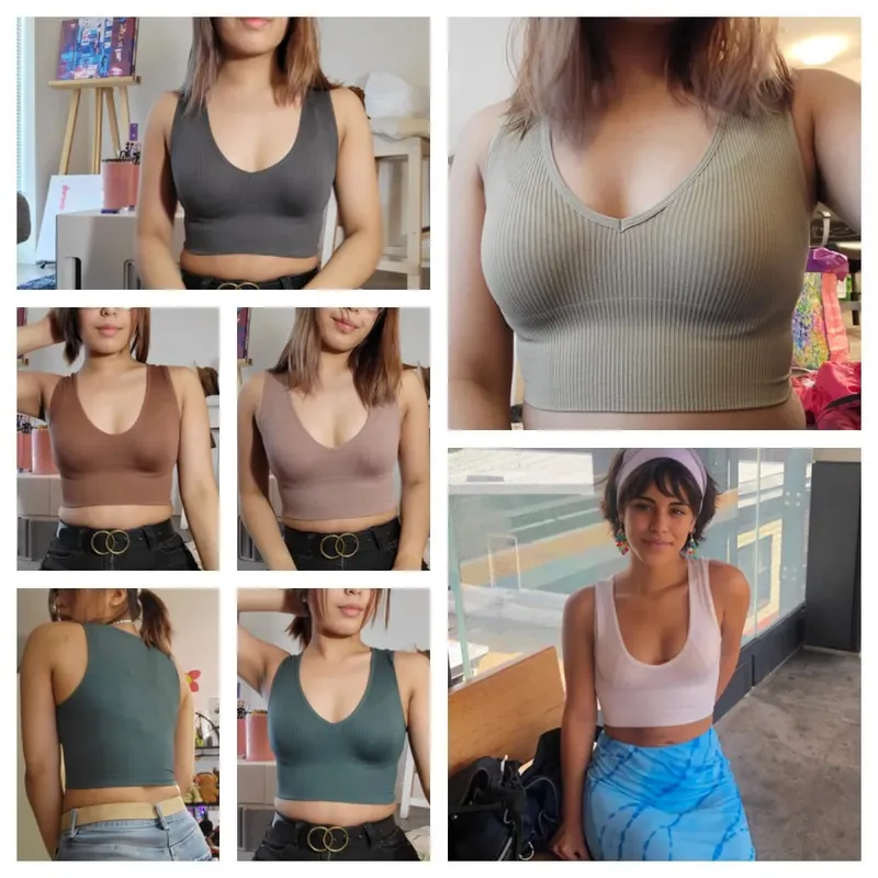 Profundo decote em v wome colheita topo cor sólida fino ajuste tanque elástico sem mangas colete casual com nervuras malha sutiã topo de corte baixo camisola M-XL