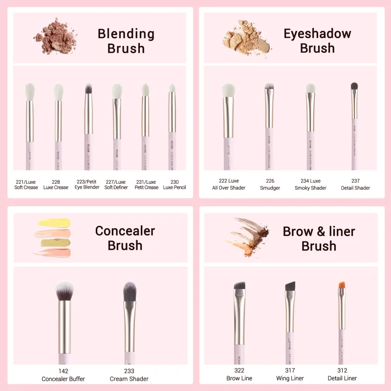 Jessup pincéis de maquiagem conjunto 15 pçs olho compõem escova sombra sobrancelha forro mistura corretivo kits de ferramentas cosméticos escova de cabelo de cabra