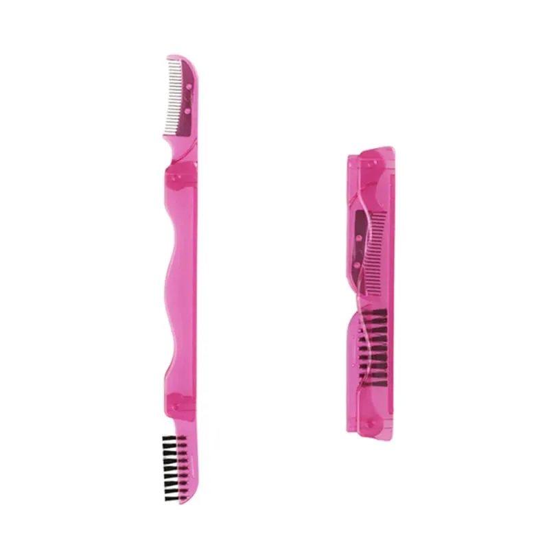 Escova de cílios pente extensão de cílios suprimentos pincéis de maquiagem profissional dobrável aço inoxidável sobrancelha pente lash escova