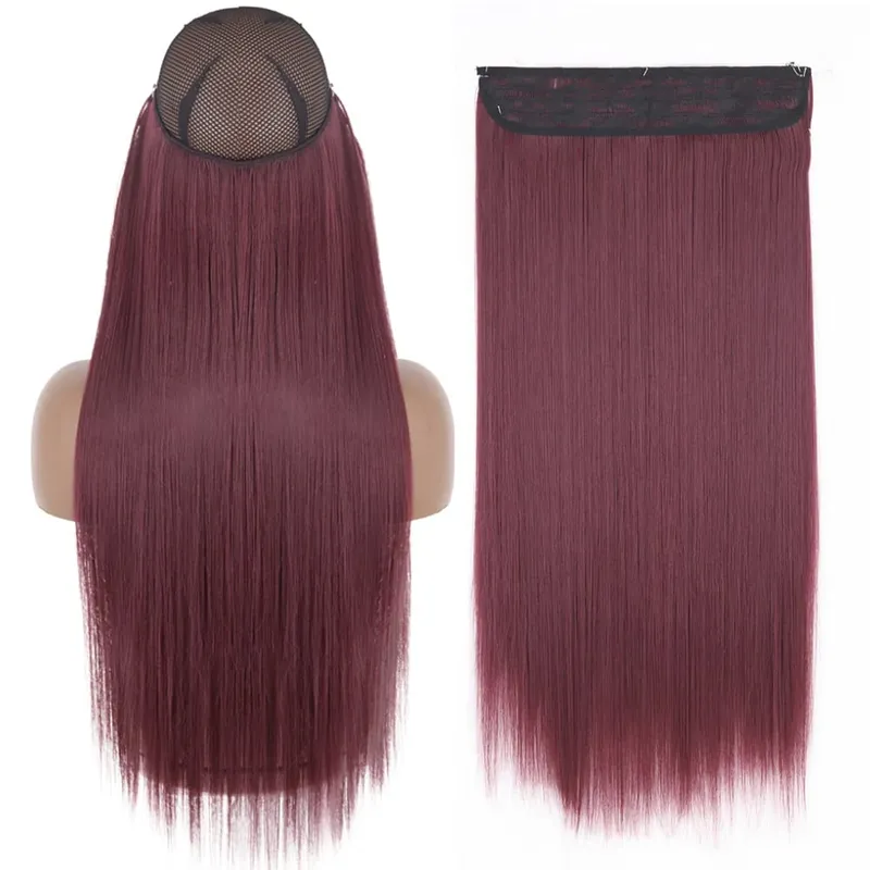 Sintético sem clipe de onda extensões de cabelo escondido segredo falso peça de cabelo uma peça linha de peixe falso pedaço de cabelo — image 31
