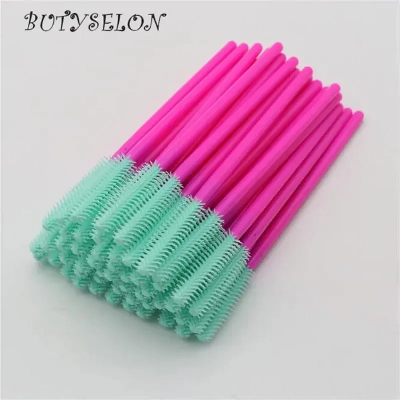 Pincéis descartáveis ​​de silicone para cílios, 50 peças, aplicador de rímel, pente de sobrancelha, microbrush, suprimentos de extensão de cílios, ferramentas de maquiagem